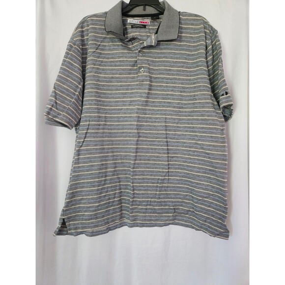 Grand Slam Mens Striped Cotton Mercerized Dry Knit Dynamics Gray Polo Medium M - Picture 1 of 8